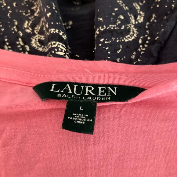 Lauren‎ Ralph Lauren T-Shirt Womens Sz L Pink Crew Neck Tee Stretch - Picture 5 of 9